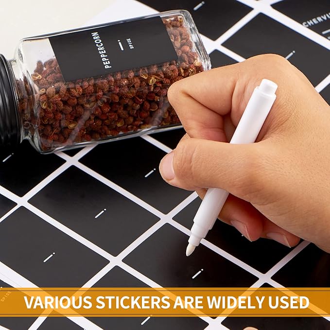 36 Pcs Spice Jars with Label- Glass Spice Jars with Black Metal Caps,Shaker Lids, Funnel, Chalk Pen, Brush,Cleaning Cloth 4oz Seasoning Containers Bottles for Spice Rack, Cabinet, Drawer