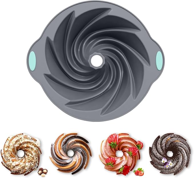 Bunte Cake Pan, Non-Stick 10-Inch Angel Food Cake Pan, Silicone Cake Mold with Metal Reinforced Frame More Strength for Long-Lasting Performance