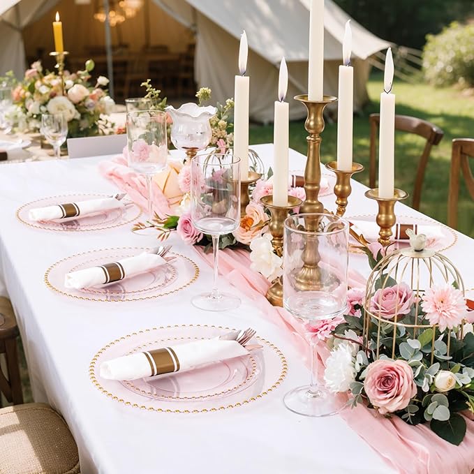 Supernal 100 Pack Rose Gold Plastic Silverware, Wrapped Silverware Set Disposable, Wrapped Plastic Cutlery Set with Napkin, Rose Gold Disposable Cutlery Set for Wedding, Party, Birthday