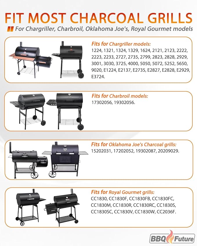 23" to 34" Adjustable Ash pan with 2 Fire Hanger for Chargriller 1224, 1324, 2121, 2222, 2727 2828 2929 Charcoal Grill, Charbroil 17302056, 19302056, for Oklahoma Joe, Royal Gourmet Charcoal Grills