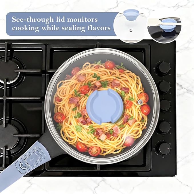 Small Sauce Pan with Lid, 1.5 Qt Saucepan with Lid, Non Stick Sauce Pan, Milk Pot & Sauce Pot & Saucepan with Pour Spout, Detachable Handle Milk Pan, Induction Compatible, Oven Safe,PFOA-Free