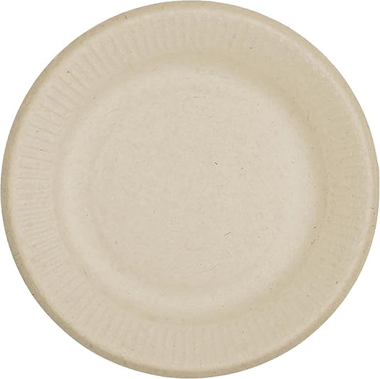World Centric Compostable Plates 6" - Unbleached Plant Fiber. Grease Resistant - 250 Pack