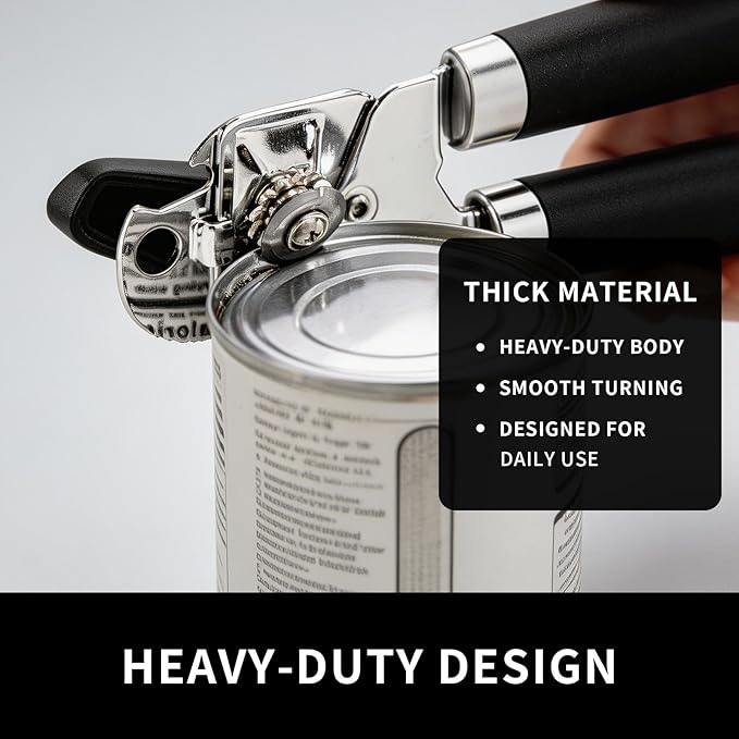 X&E Can Opener Manual, Handheld Strong Heavy Duty Stainless Steel Can Opener, Comfortable Handle, Sharp Blade Smooth Edge, Can Openers with Multifunctional Bottle Opener