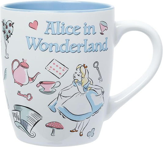 Silver Buffalo Disney Alice in Wonderland Icons Featuring Cheshire Cat and White Rabbit Ceramic Mug, 25 Ounces