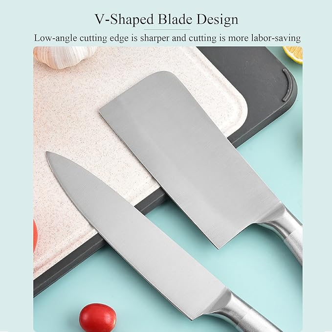 Red Professional 9-Piece Kitchen Knife Set with Acrylic Block, Non-Stick Sharp Stainless Steel Chef Knives, Sharpener