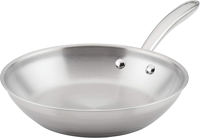 Rachael Ray Professional Stainless Steel, Compatible with All Cooktops, Induction Ready, Dishwasher and Metal Utensil Safe, 10-Inch Frying Pan
