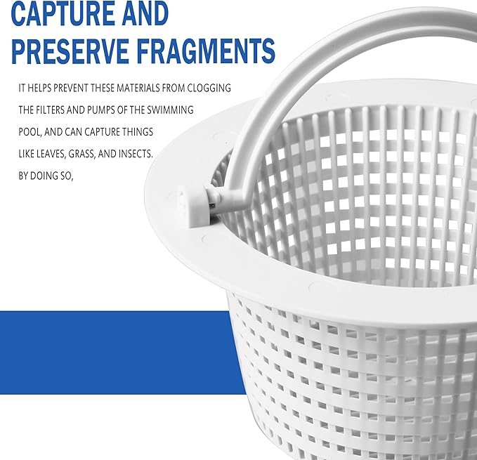 Above Ground Pool Thru-Wall Skimmer Baskets with Handles, Swimming Pool Replacement Baskets - Standard Small Thru-Wall Size -2 Pack
