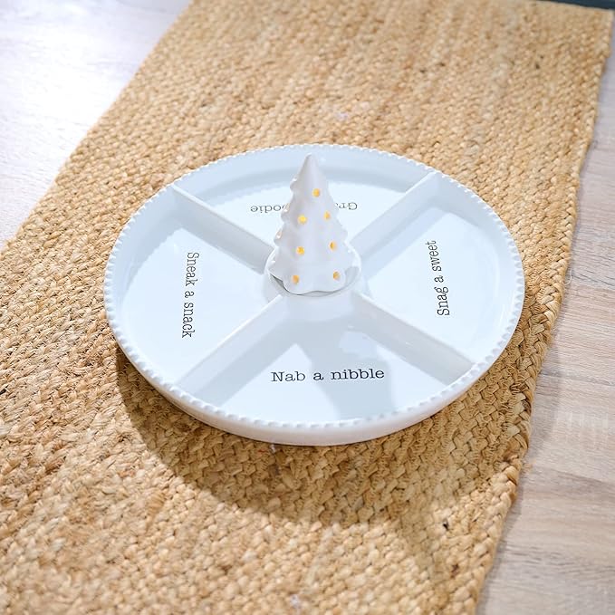Mud Pie Circa Divided Tray, White, 12 1/4" dia | Base for Interchangable Platter Inserts