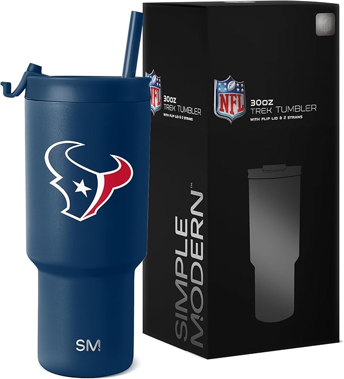 Simple Modern Officially Licensed NFL 30oz Tumbler with Flip Lid and Straws | Football Insulated Stainless Steel Cup | Gifts for Men Women | Trek Collection