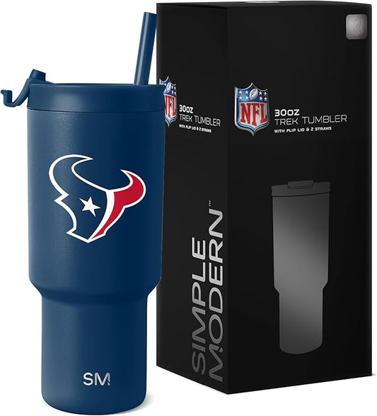 Simple Modern Officially Licensed NFL 30oz Tumbler with Flip Lid and Straws | Football Insulated Stainless Steel Cup | Gifts for Men Women | Trek Collection