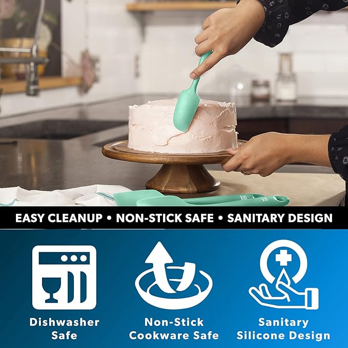 DI ORO Mini Spatula - Small Spatulas Silicone Heat-Resistant up to 600°F - Silicone Kitchen Scraper for Baking & Cooking BPA Free - Mixing Spatula Dishwasher Safe - Nonstick Cookware Safe (Mint)