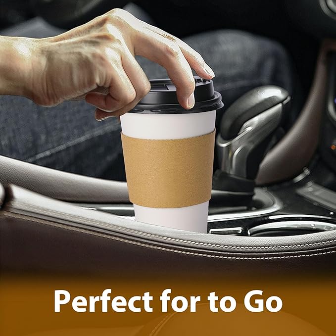 50 Pack 16 oz Disposable Coffee Cups with Lids and Insulated Sleeves, Leak-free Paper and Sturdy Thick Paper Hot to Go Coffee Cups with Lids for Cold/Hot Beverage (White)