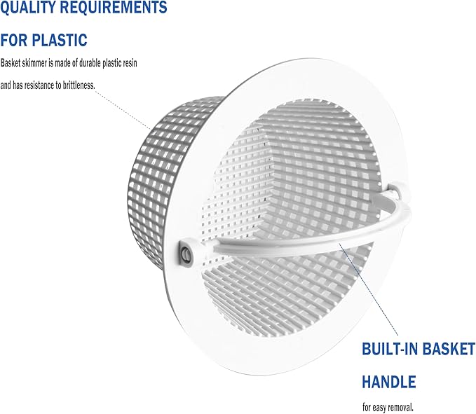 Above Ground Pool Thru-Wall Skimmer Baskets with Handles, Swimming Pool Replacement Baskets - Standard Small Thru-Wall Size -2 Pack