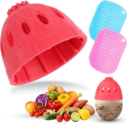 3-Pack Egg Washer, Egg Cleaner Scrubber for Fresh Eggs, and Vegetable Scrubber & Dish Brush Set - Flexible Vegetable Fruit Brush for Potato, Lemon, Cucumber, Cleaning Tools for Kitchen Sink