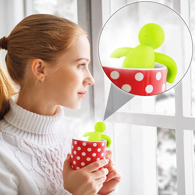 Hicarer 4 Pieces Tea Infuser for Loose Tea Cute Fine Mesh Strainer Stainless Steel Filter Ball Diffuser Steeper for Teacups Teapots (Blue,Green,Orange,Pink)