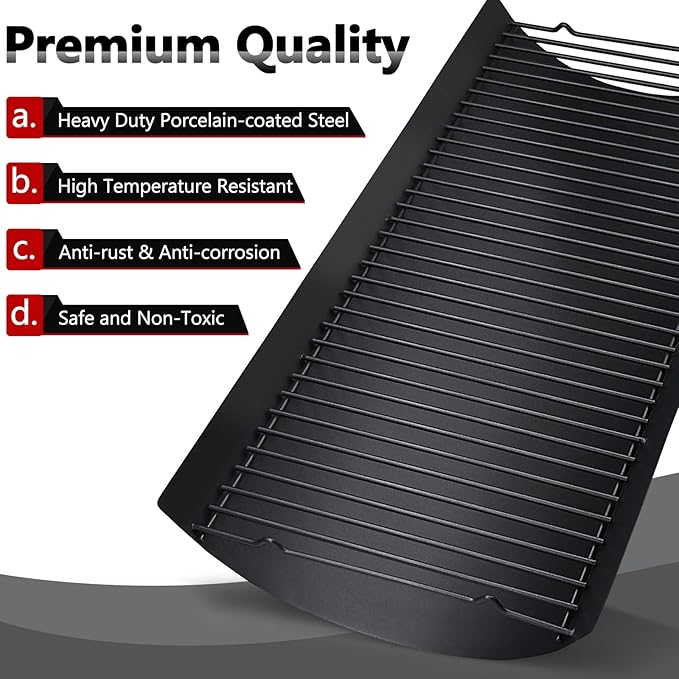 Criditpid 27 Inch Ash Pan Drip Pan Ashpan for Char Griller 2121, 2828, 2929, 1224, 2727, 2222, 1324 Charcoal Grill Parts, 27" Charcoal Tray Grill Pan Replacement Parts with 2pcs Fire Grate Hanger