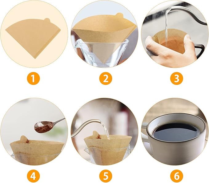 Coffee Filters 2, Cone Coffee Filters, Disposable Natural Paper Filter 1-4 Cup, Pour Over Coffee Filter Compatible with V60 and Drip Coffee Maker, (Unbleached, 100 Count)