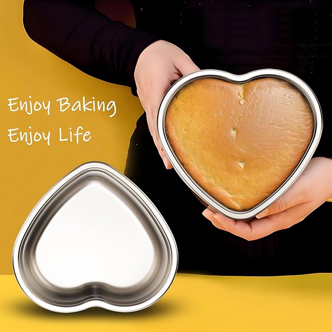 Heart Shaped Cake Pans, Nonstick 6x3 Inch Heart Cake Pan for Layer Cakes 1-2 Servings, Stainless Steel Small Cake Pan Tins for Birthday/Valentine's Day/Wedding/Anniversary, Dishwasher Safe