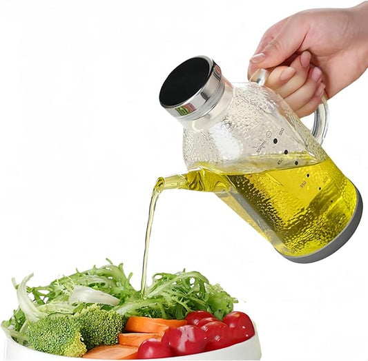 High Borosilicate Glass Oil Bottle-Olive Oil Dispenser for Kitchen-Soy Sauce and Vinegar Dispenser Bottle- Cooking Container Cruet-Oil Dispensing Bottles (Raindrops, Small/550ml)