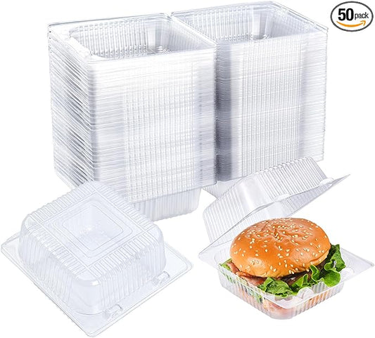 200 Count Clear Plastic Containers with Lids for Food, Thickened Disposable Sandwich Containers Clamshell Boxes for Cake Slice, Dessert, Hamburger, Salad, Pastry, Fruits, Takeout Tray