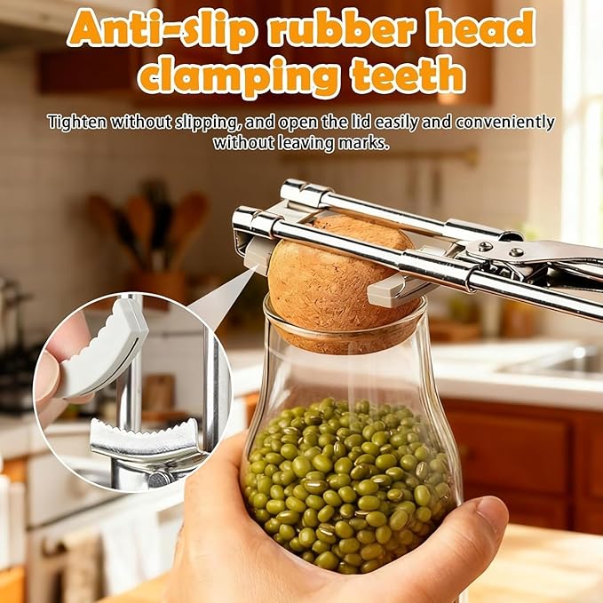 2-Pack Adjustable Stainless Steel Jar Opener, Multifunctional Jar Opener for Weak Hands, Seniors with Arthritis, Includes Keychain Opener and Anti-slip sleeve, Opens Jars, Bottles, Containers Easily