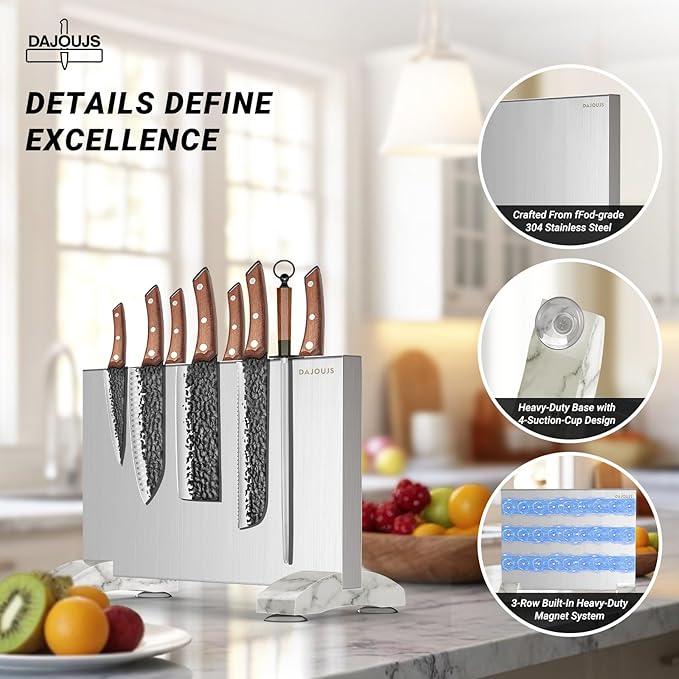Magnetic Knife Holder, Magnetic Knife Block without Knives, Strong Double Sided Magnet Knife Storage Strip for Kitchen Counter