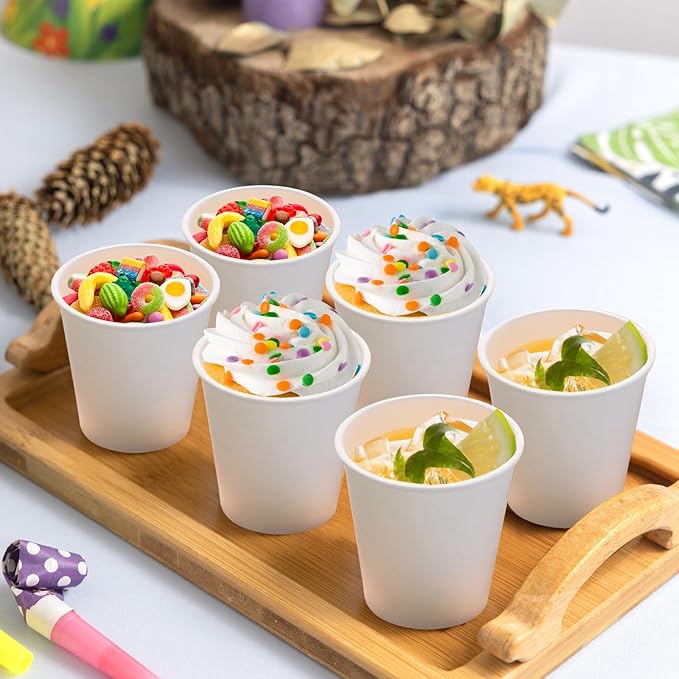 100 Pack 5 oz Paper Cups, Disposable Bathroom Cups, Small Mouthwash Cups, Mini Paper Cups for Bathroom White 100Pack