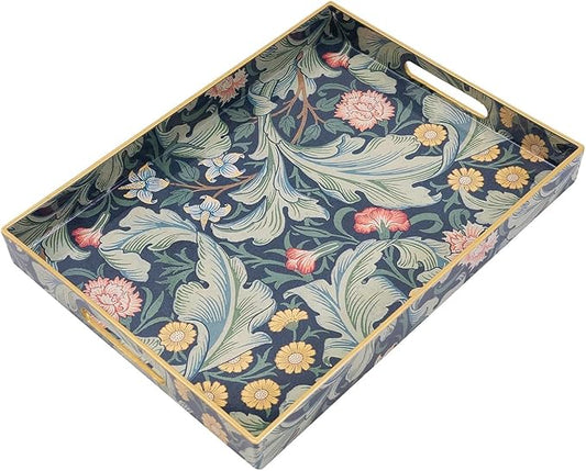 Large Tay for Ottoman Coffee Table,Modern Plastic Serving Tray with Handles,Rectangular Ottoman Tray Coffee Table Tray,Decorative Serving Tray for Living Room