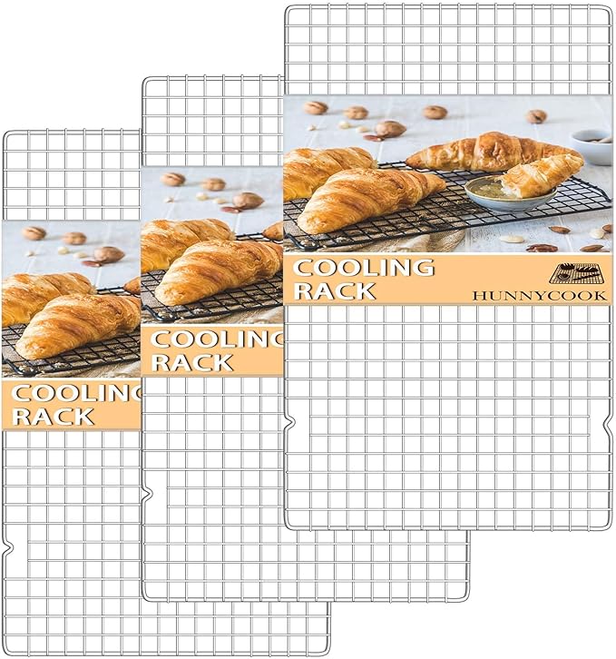 15.8”×9.8” Cooling Rack - 3P Stainless Steel Baking Rack, Oven Safe Cooling Racks for Cooking and Baking, Silver Roasting Rack & Wire Rack & Cookie Cooling Rack for Roasting, Grilling