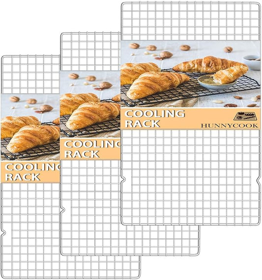 15.8”×9.8” Cooling Rack - 3P Stainless Steel Baking Rack, Oven Safe Cooling Racks for Cooking and Baking, Silver Roasting Rack & Wire Rack & Cookie Cooling Rack for Roasting, Grilling