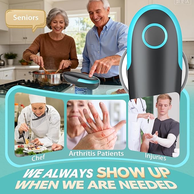 Electric Can Opener, One Touch Automatic Can Opener, Smooth Edge Food Safe Handheld Can Openers Electric for Kitchen, Kitchen Gadgets Battery Operated Can Opener