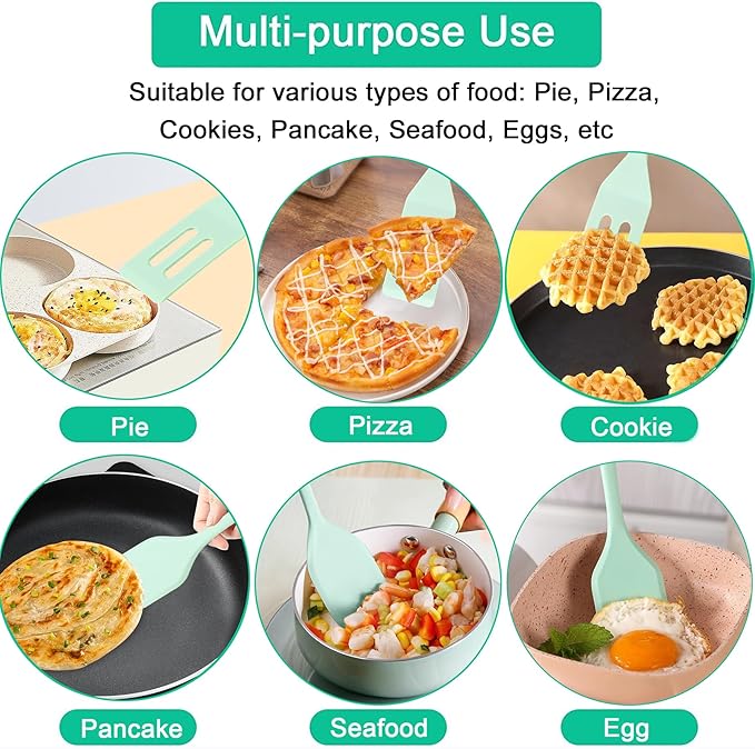 （2 Pack） Heat-Resistant Flexible Silicone Spatula for Baking, Cooking, Small Silicone Spatula Kitchen Utensils for Cookies & Brownies, Mini Rubber Spatulas for Nonstick Cookware (Green)
