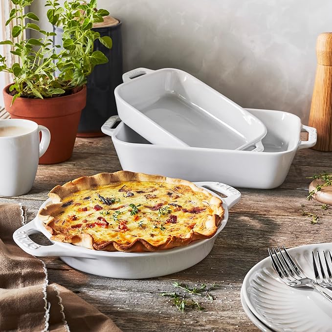 STAUB Ceramic Bakeware-Pie-Pans Dish, 9-inch, White