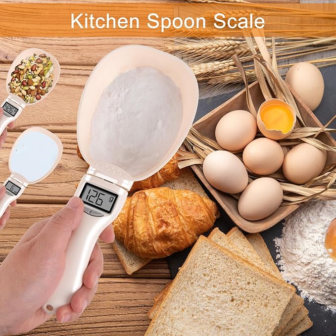 Digital Measuring Spoon, Weighing Food Measuring Scoop Scale, LCD Electronic Food Scale for Kitchen Gadget, Baking Cooking Coffee, Pet Dog Cat Food, High Precision Grams Measuring Cup, Easter Gifts