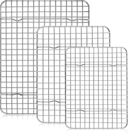 Checkered Chef Cooling Rack for Cooking and Baking, Multi Pack - Set of 3 Stainless Steel, Grid Wire Cookie Cooling Racks, Oven and Dishwasher Safe