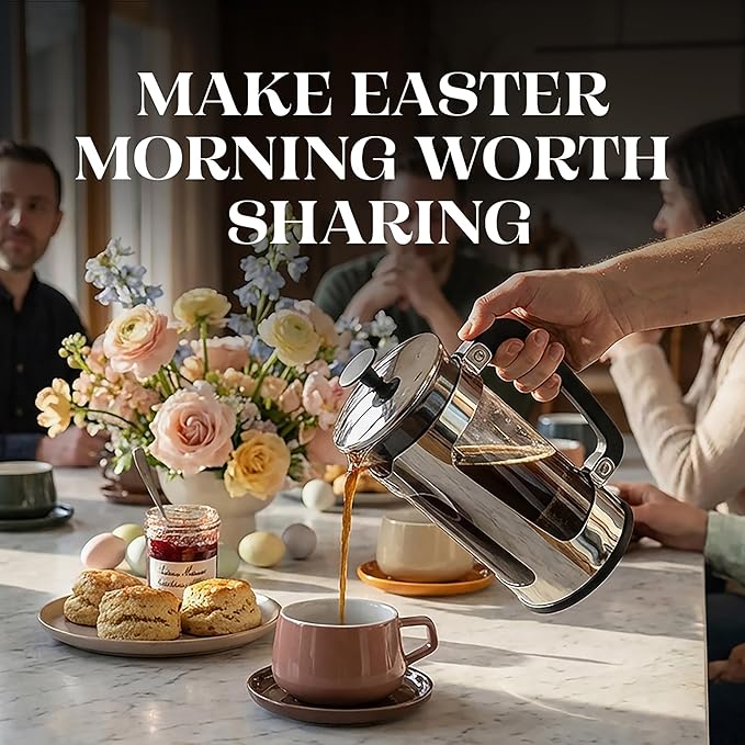 ESPRO P5 French Press Coffee Maker – Patented Double Micro-Filter for Grit Free Brew, Heat-Resistant Thicker Borosilicate Glass Coffee Press – (32 oz)