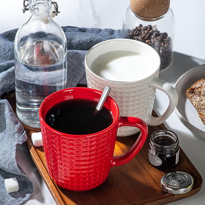 Large Coffee Mug, 20 oz Ceramic Coffee Cup with Handle, Porcelain Big Tea Cup for Office and Home, for Latte Cocoa Dishwasher & Microwave Safe, 1PC, Red