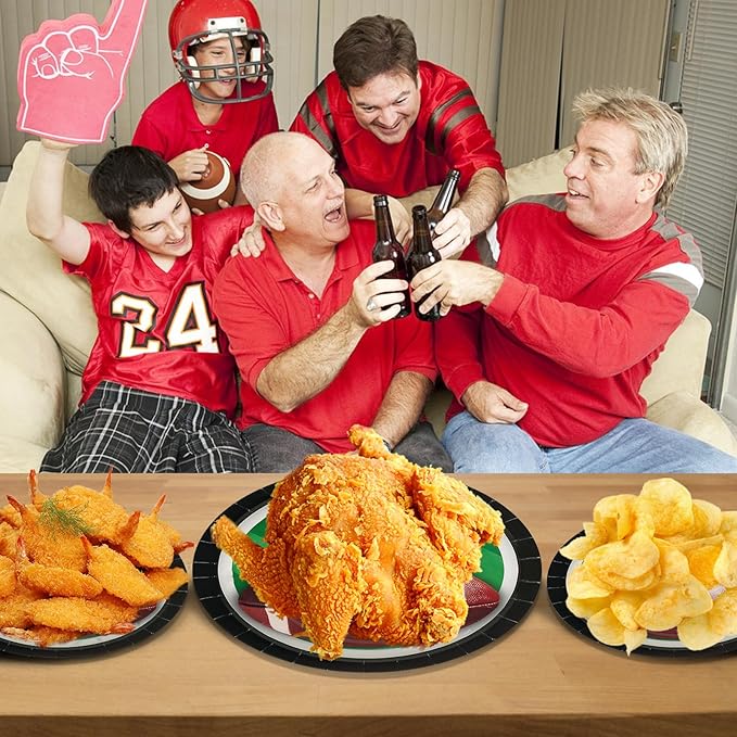 40pcs Football Party Paper Plates Set Disposable Sports Party Food Dinner Dessert Plate Birthday Tableware Decorations Favors, Including 20pcs 9" and 20pcs 7" Plates for Football Theme Plate