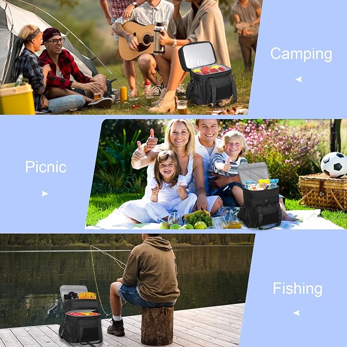 GLENKEY Tactical Lunch Box Cooler Bag - Expandable Insulated Lunch Bag for Men Women - Large Lunchbox for Adults Work Shifts Outdoor Trips Black 16L