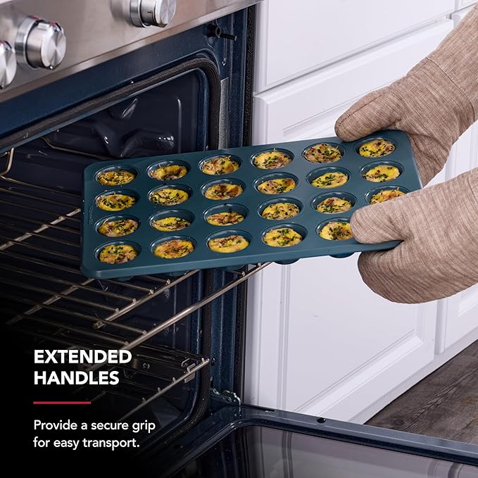 KitchenAid Nonstick Swiss Engineered Aluminized Steel Muffin Pan, Dishwasher Safe, Agave, 24 Cup