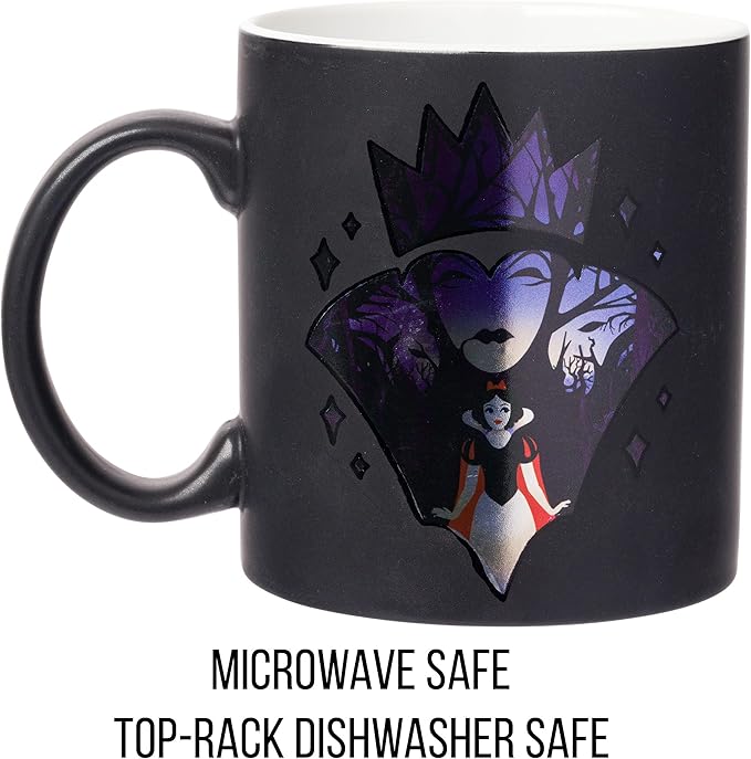 Silver Buffalo Disney Villain Forest Silhouette Featuring Snow White and Evil Queen Laser Matte Ceramic Mug, 20 Ounces