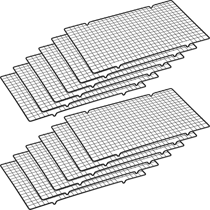 Harloon 12 Pack 16 x 9.8 Inches Nonstick Cooling Racks for Baking, Grid Wire Cookie Cooking Racks Oven Safe Carbon Steel Baking Rack Sheet Rack for Cookie Cake Grilling Drying Roasting (Black)