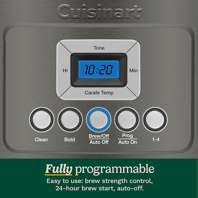 Cuisinart 14-Cup Coffee Maker, Programmable PerfecTemp Glass Carafe Coffee Machine with 1-4 Cup Setting, Brew Strength Control and Pause, Stainless Steel, DCC-3200BKSNAS, Black