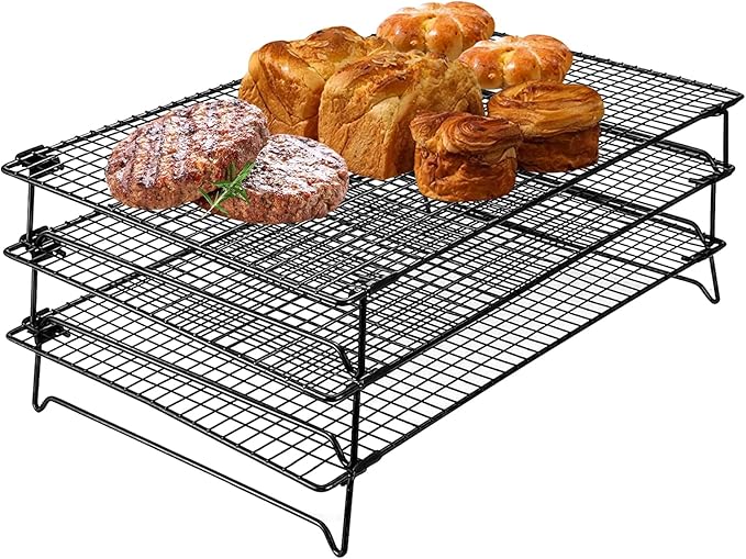 Upgraded Stackable Cooling Rack for Baking,3 Tier Jerky Rack Cooling Racks for Cooking and Baking,Cookie Cooling Rack Baking Racks,Drying Racks,Oven Safe,17”x 11”