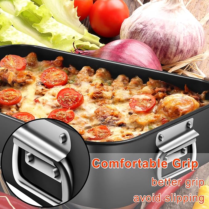 Lasagna Pan Deep, Baking Pan for Oven, 16x12x3 Inch Baking Dishes for Oven, Roasting Pan Brownie Pan with Handles, Rectangle Cake Pans Sets for Baking, Deep Baking Pan, Nonstick Bakeware Set