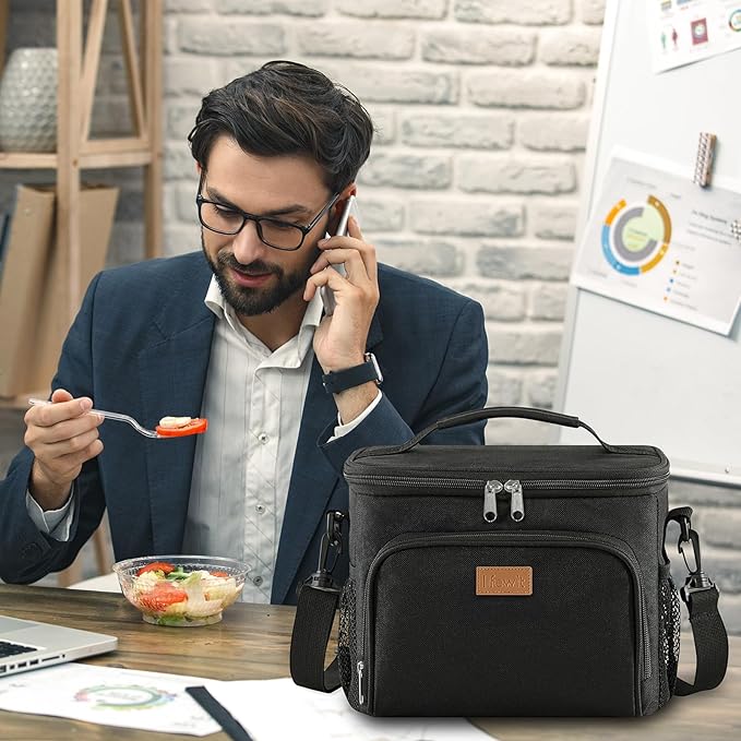 Lifewit Reusable Insulated Lunch Bag, Portable Cooler Freezable Soft Lunchbox Leakproof with Adjustable Shoulder Strap for Men Women Adult for Work Picnic or Travel, 15L 24 Can, Black