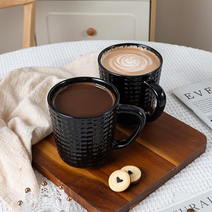 Large Coffee Mug, 20 oz Ceramic Coffee Cup with Handle, Porcelain Big Tea Cup for Office and Home for Latte Cocoa, Dishwasher & Microwave Safe, 1PC, Black