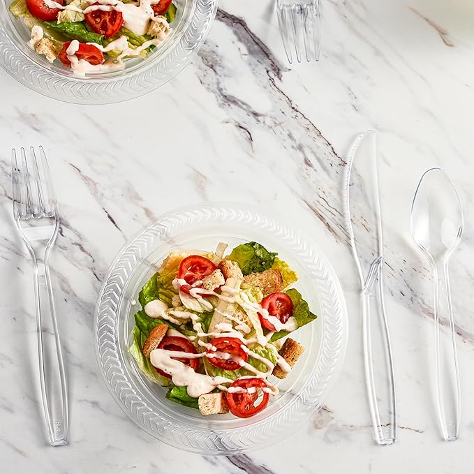 Plasticpro Disposable Clear Plastic Cutlery Disposable utensils Heavyweight 100 Count (Knives)