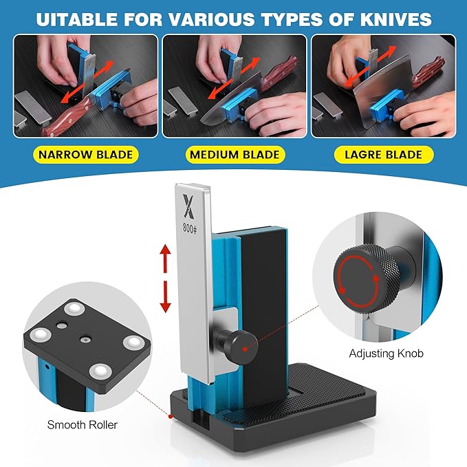 Upgraded Rolling Knife Sharpener Kit – Adjustable 10 – 40°, Removable Diamond Stones (320#, 800#, 2000#), Compact & Portable – Premium Knife Sharpening System for Kitchen & Outdoor Use