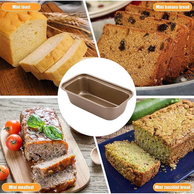 12 Pcs Mini Loaf Pans, Easy-Clean Non-Stick Carbon Steel Bread Pan, Meatloaf & Shortbread, Oven & Dishwasher Safe Pan for Meatloaf Breads Cakes Shortbread Lasagnas, Even Heat Distribution